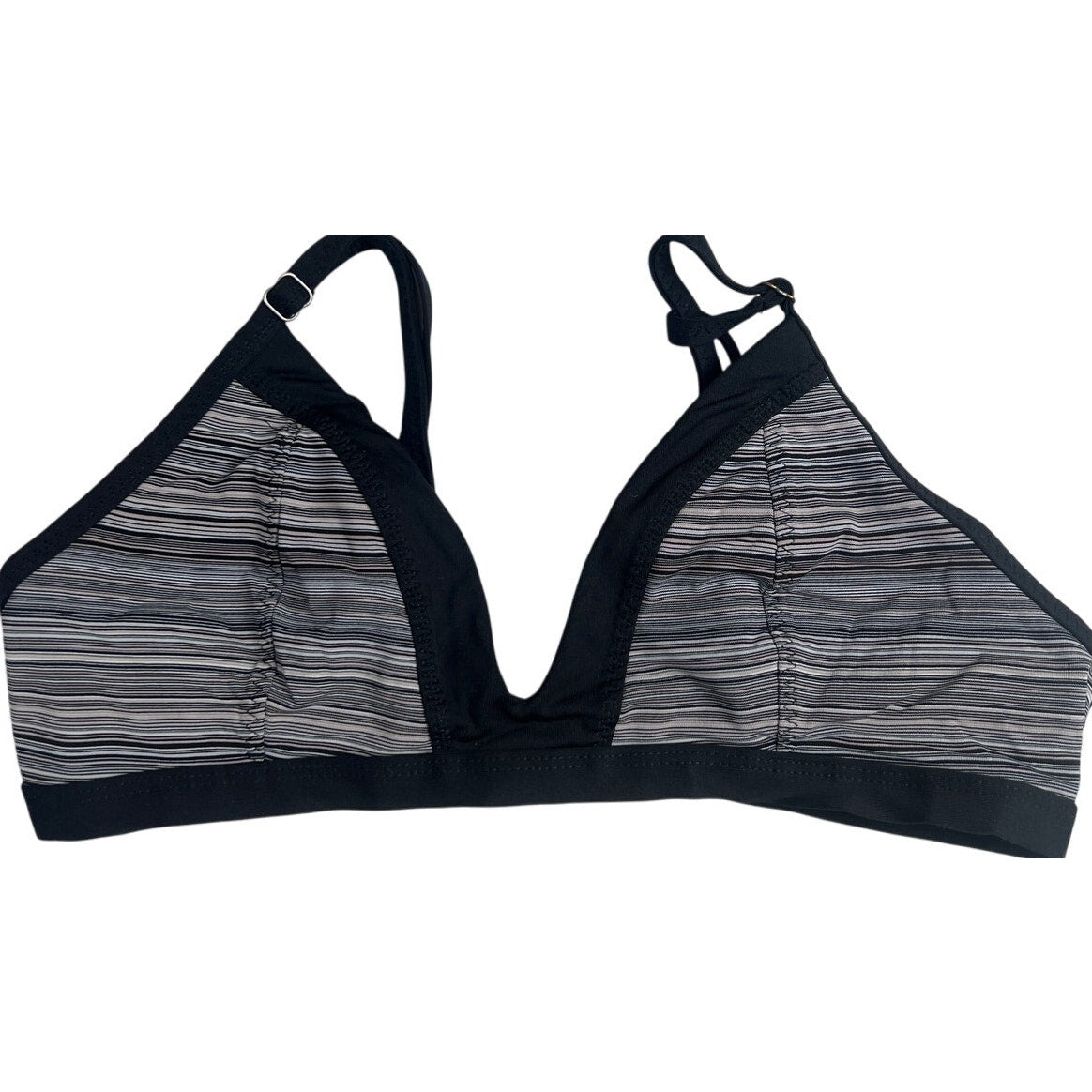 Athleta Small Veracruz Bikini Top Black/Gray Striped