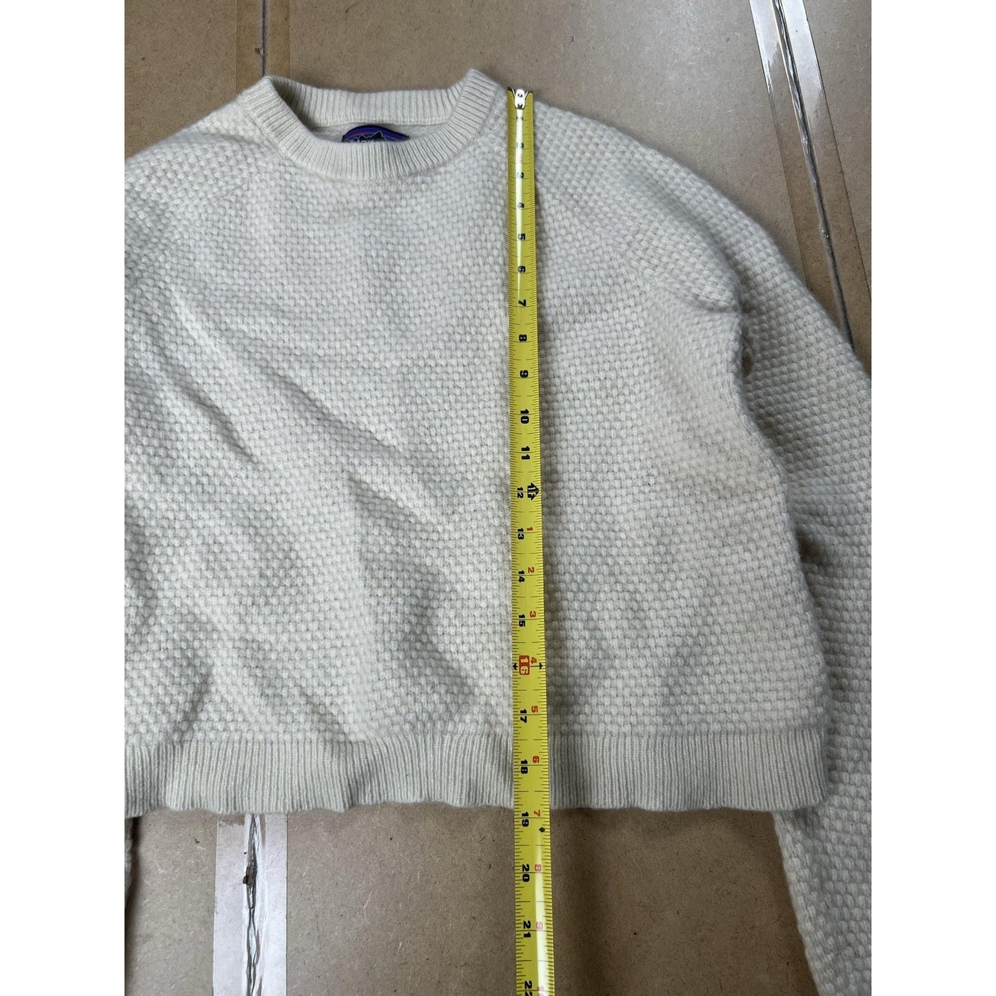 Patagonia Sweater Womens S White Pullover Waffle-Knit Heavyweight Cashmere