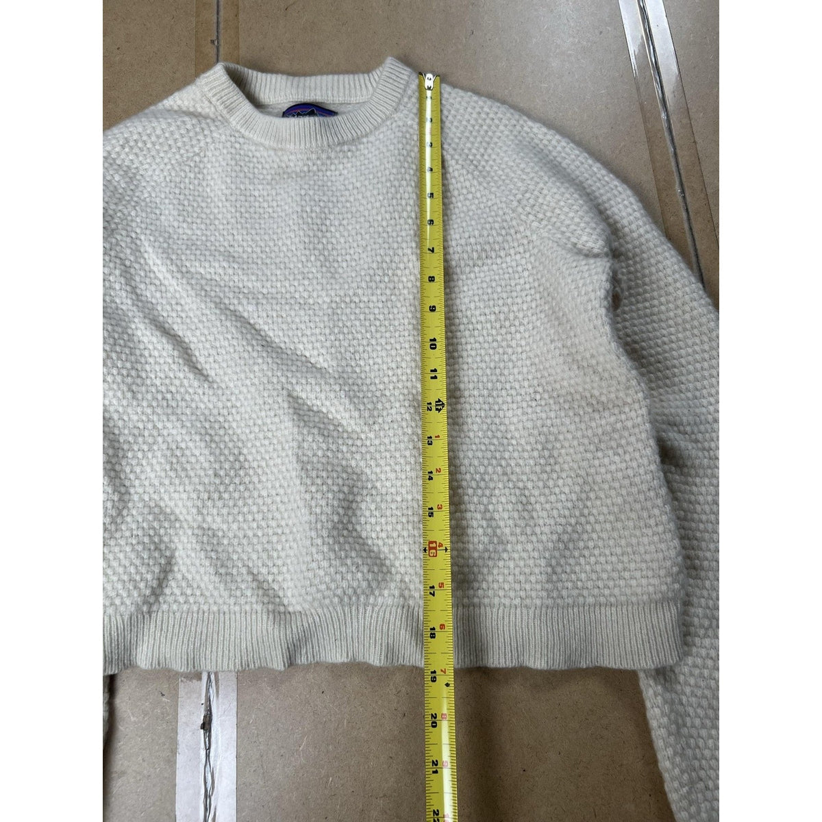 Patagonia Sweater Womens S White Pullover Waffle-Knit Heavyweight Cashmere