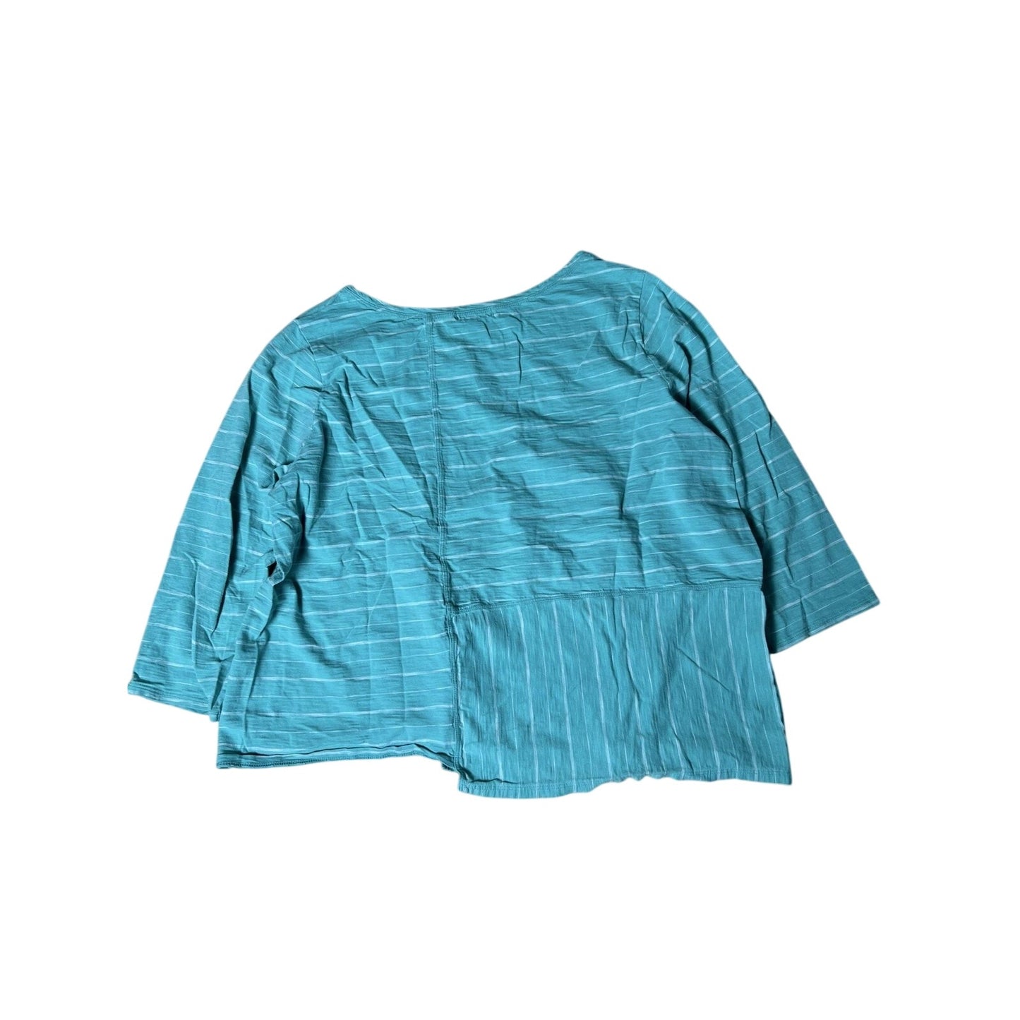 Habitat Tunic Womens M Green Boat Neck 3/4 Sleeve Pleated 100% Cotton Jersey