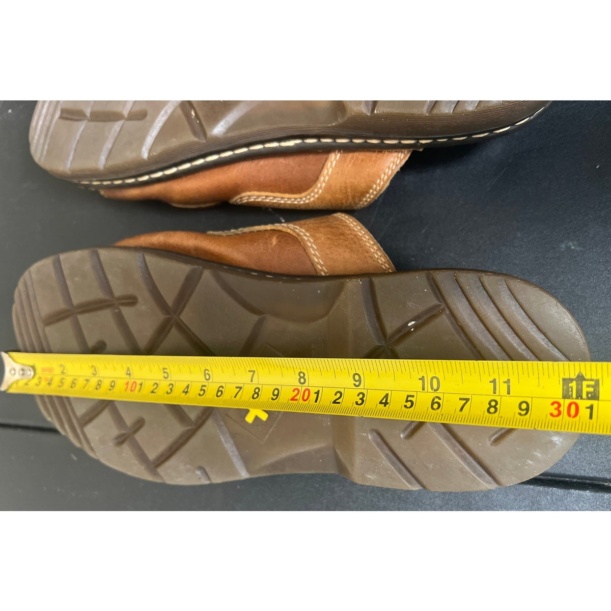 Vintage 90's Dr. Martens Brown Leather Slide Sandals Chunky Sole Size 10