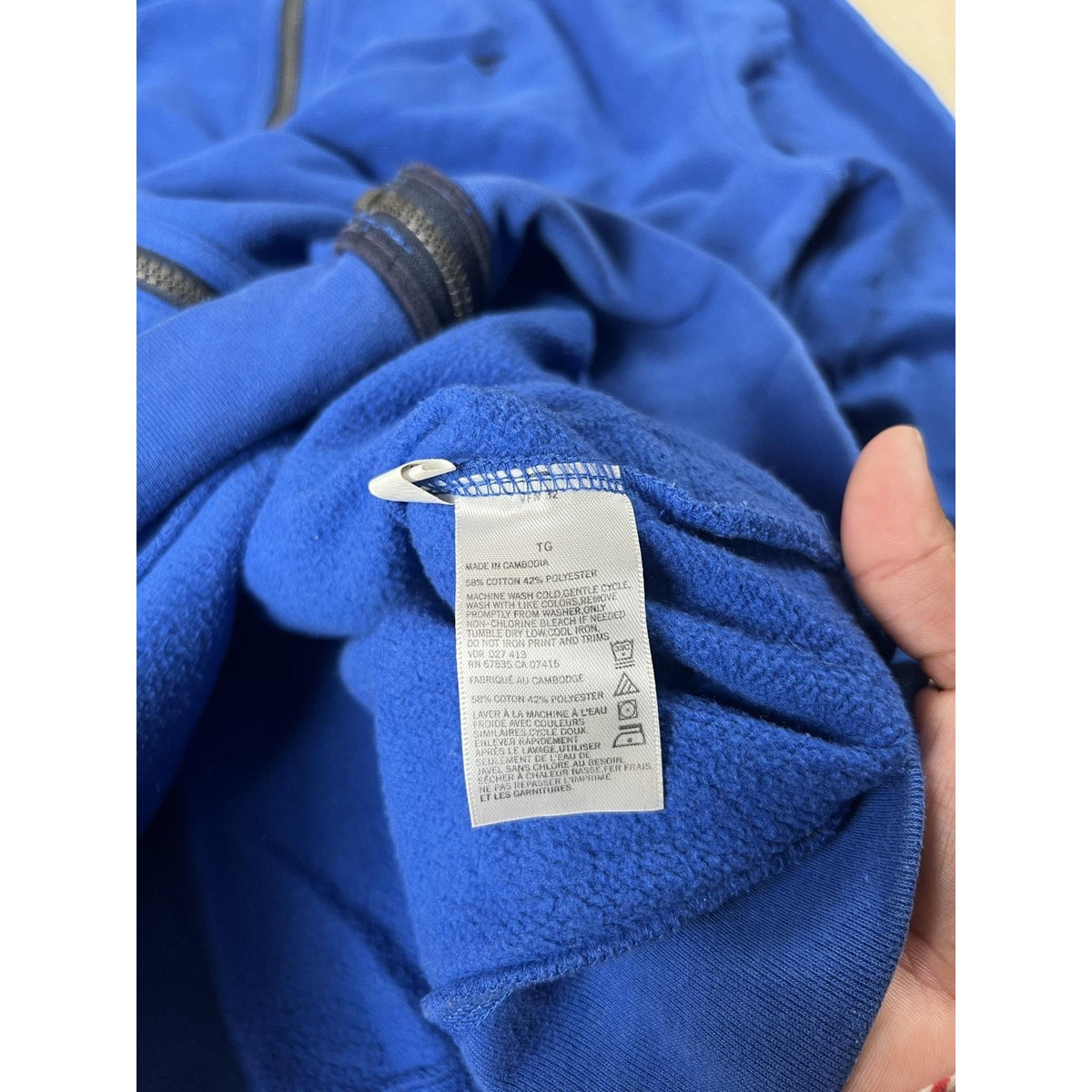 Nautica Sweater Mens XL Blue Full Zip Mock Neck Fleece Pockets Logo Casual
