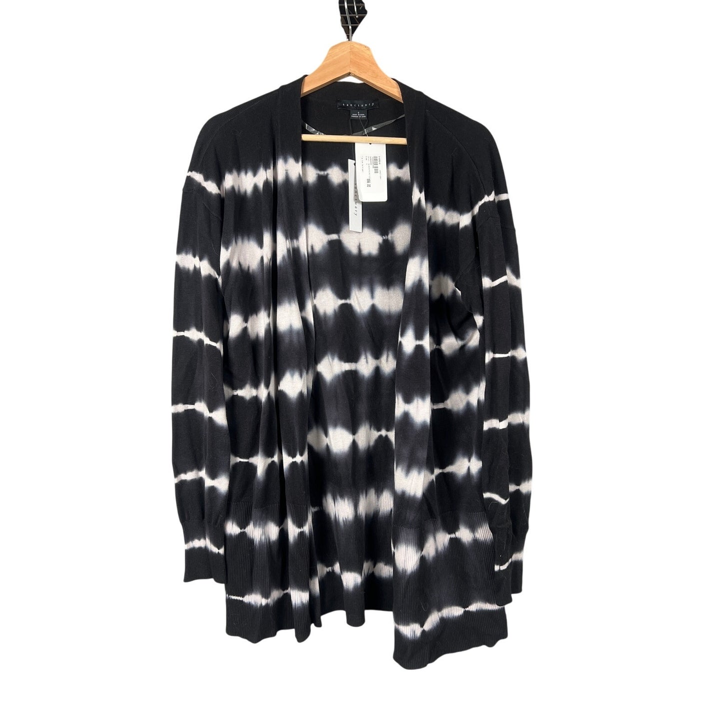 NWT Sanctuary Black Tie Dye Long Cardigan Women's Size S