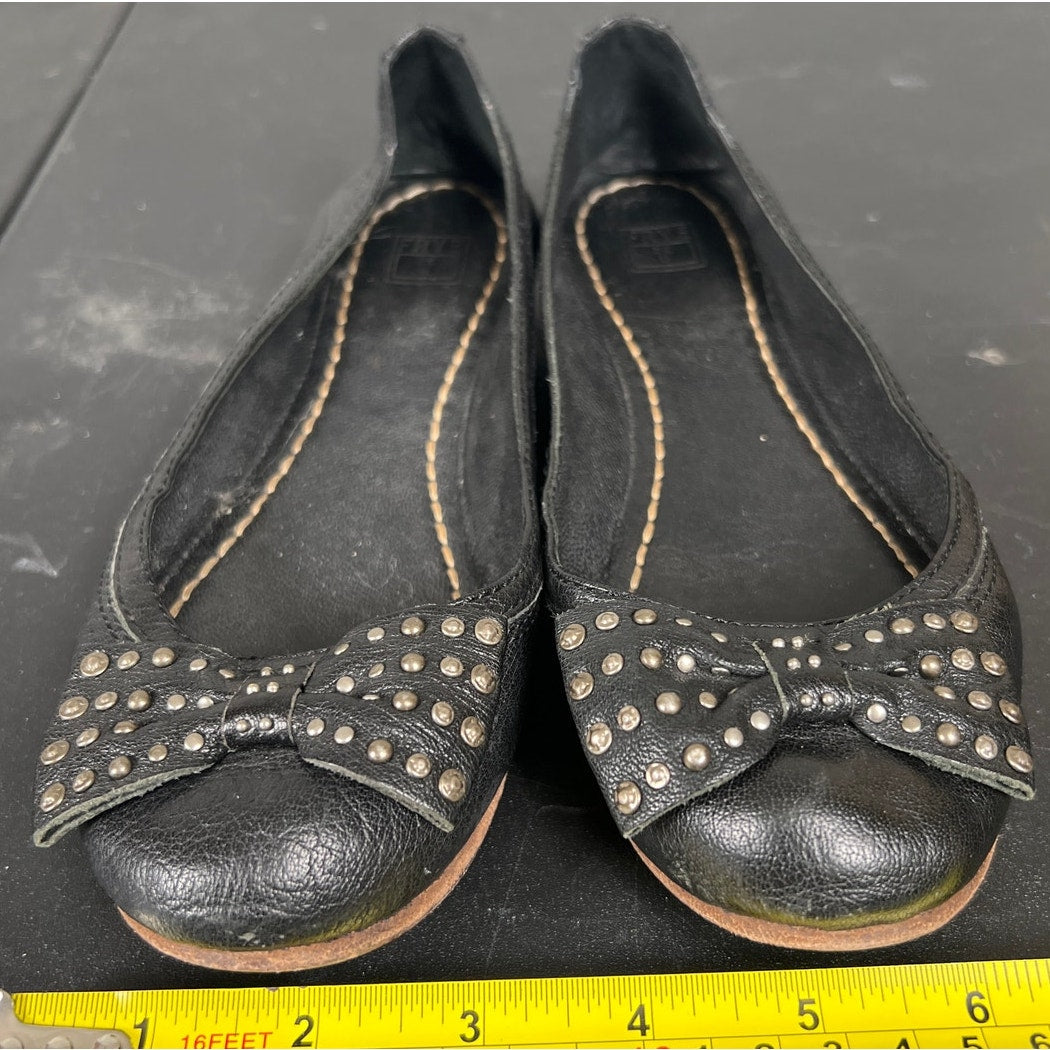 Frye Carson Navy Ballerina Flats Studded Bow *Dimensions In Picture*