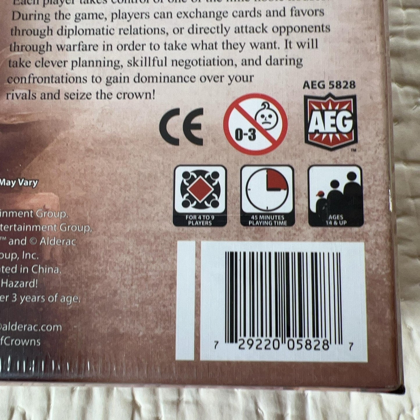 Alderac Entertainment Group Game Of Crowns Board Game 4-9 Players 14+ New Sealed