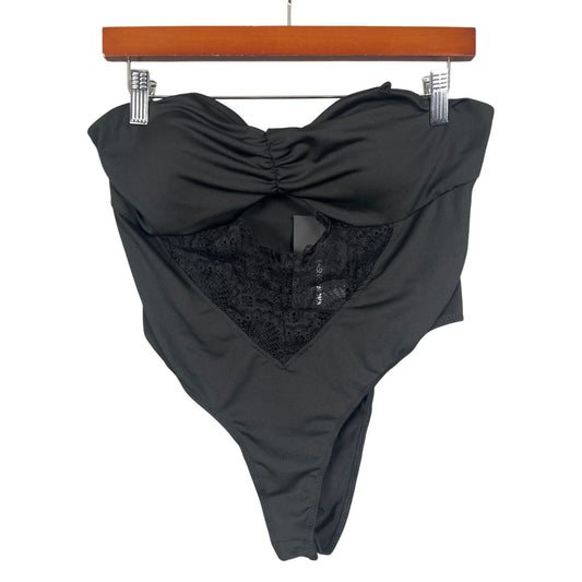 NWT Black Lace Strapless Bodysuit Women Size XL