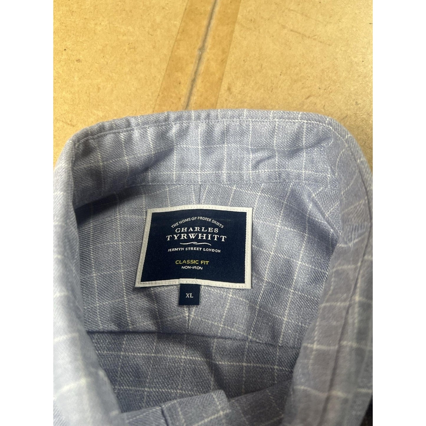Charles Tyrwhitt Shirt Mens XL Blue Check Long Sleeve Button Up Non-Iron