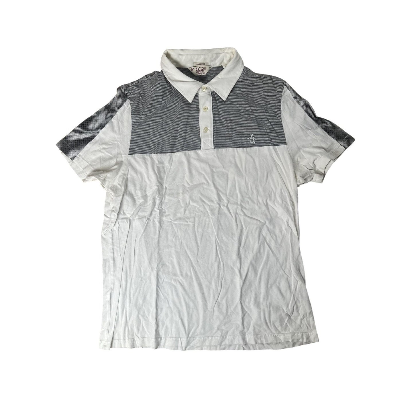 Original Penguin Polo Mens L White Colorblock Classic Fit Cotton Jersey