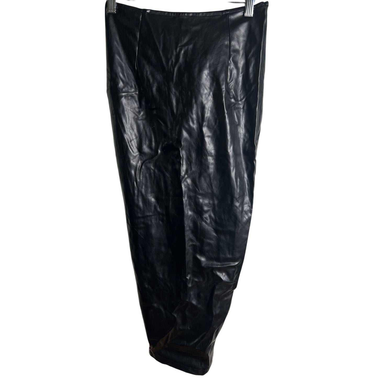 NWT Pretty Little Thing Black Faux Leather Pants Women's Size 6