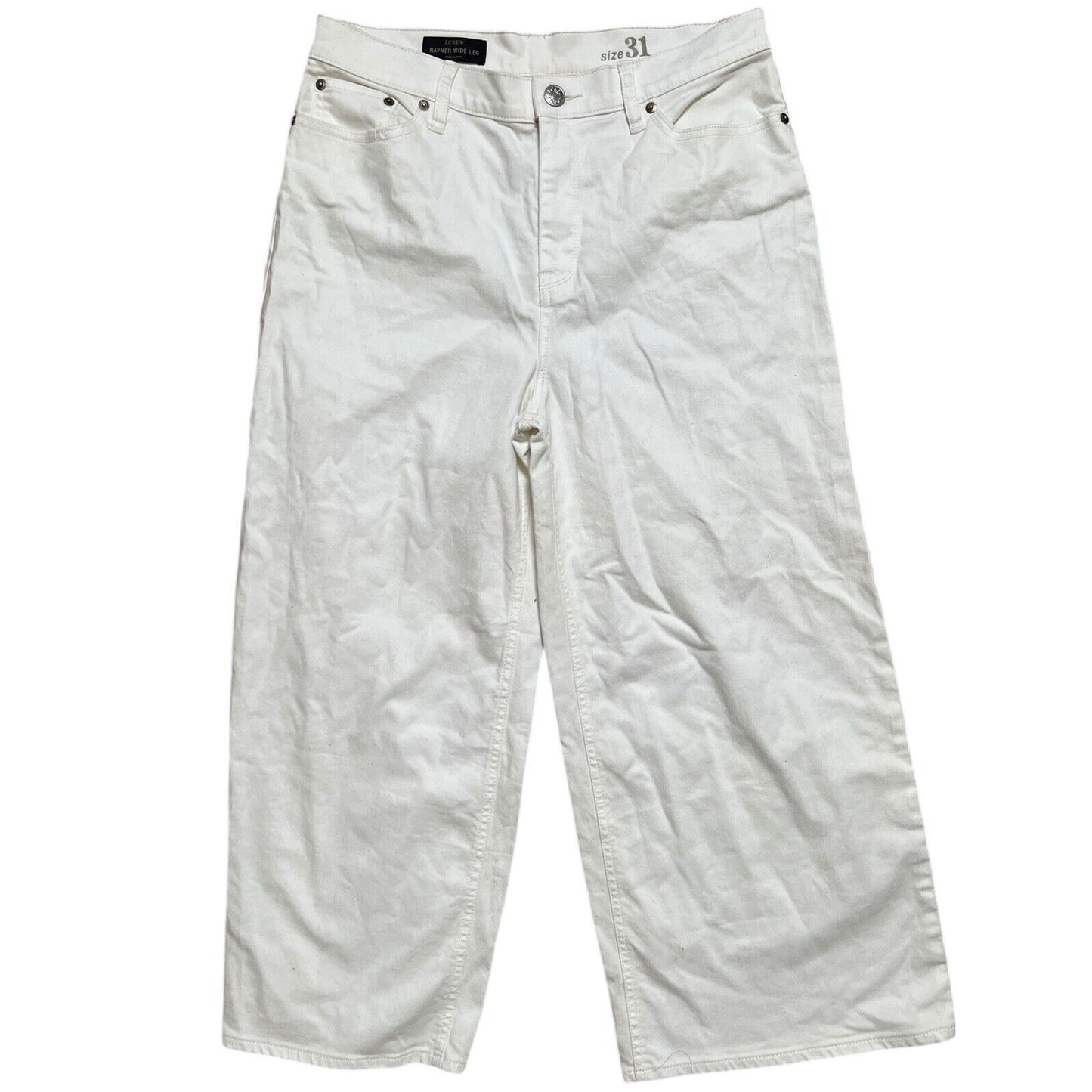 J.Crew Essential Wide Rayne Leg Pants Size 31 Pockets White