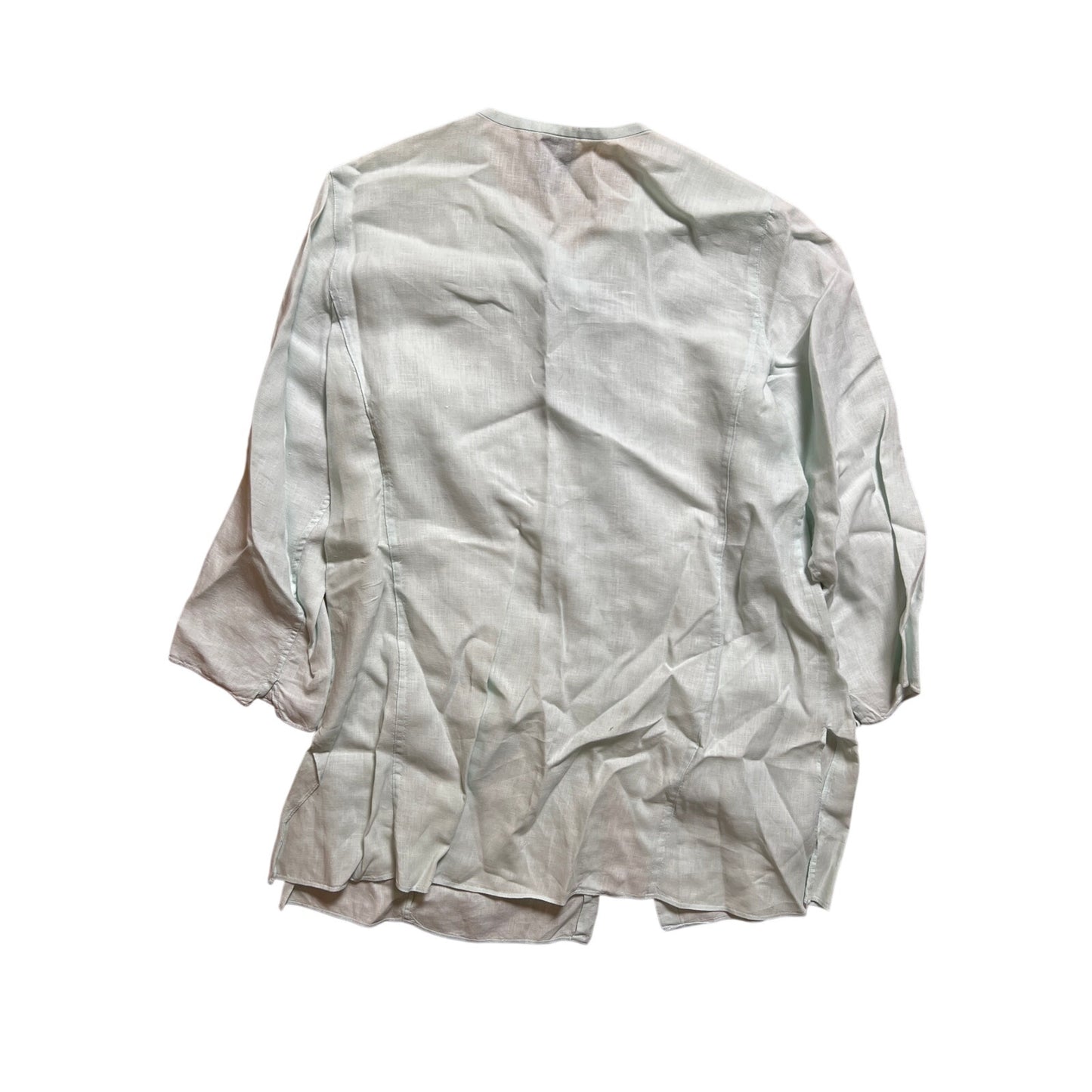 Eileen Fisher Women Blouse Light Teal Size Large 100% Linen