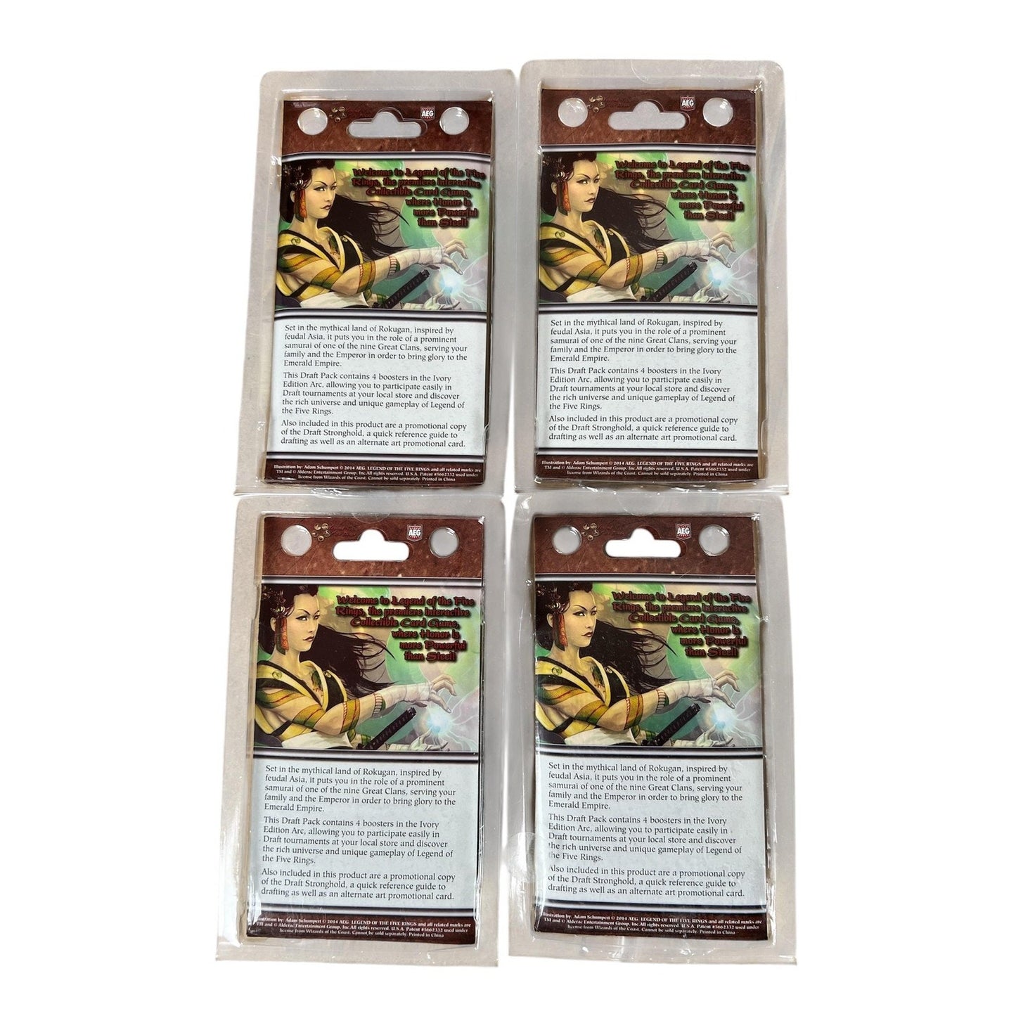 Legend Of The Five Rings White Edition Draft Player Kit Lot Of 4 AEG Booster