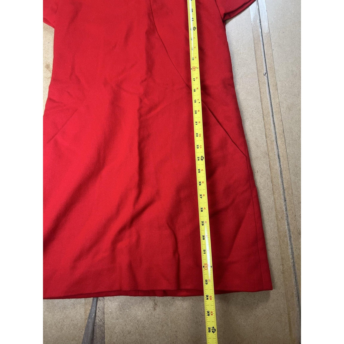 Vogue Americana Dress Womens S Red Shift Knee Length High Neck Lined Buckle