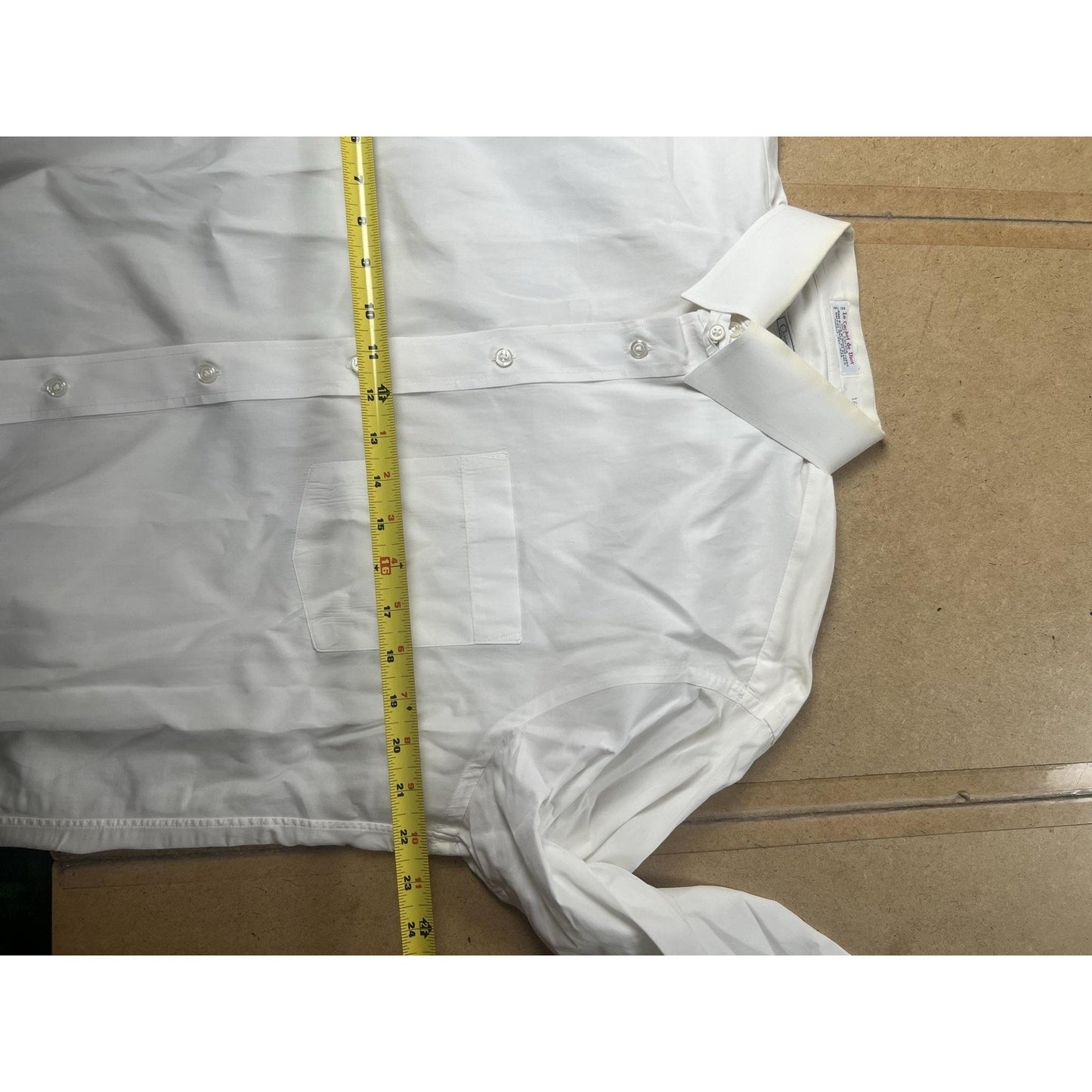 Christian Dior Shirt Mens L White Button-Up Collared Cotton Pocket Easy Care