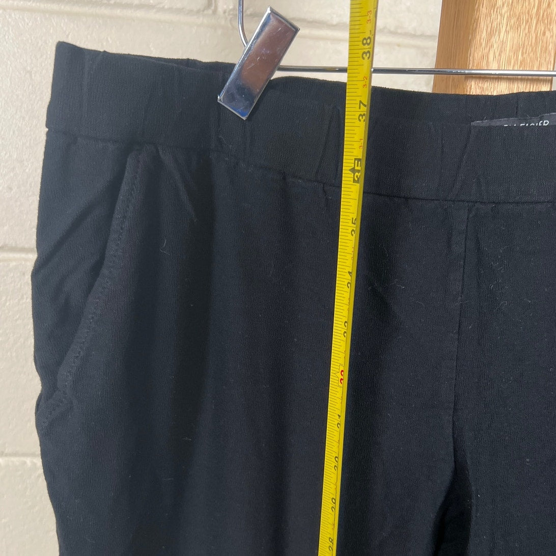 Eileen Fisher Large Ankle Pants Black Stretch Crepe Slim Leg