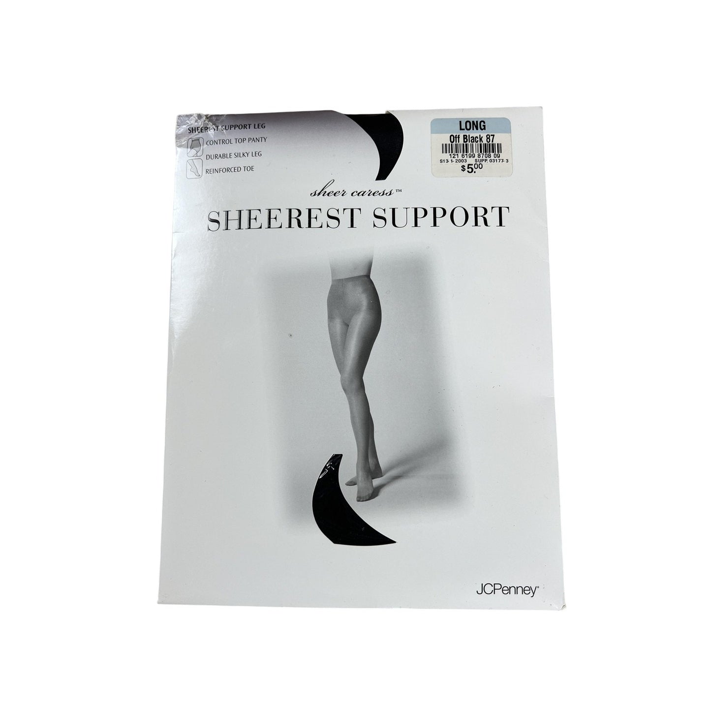 Sheer Caress Sheerest Support Pantyhose Womens One Size Black Nylon Tall