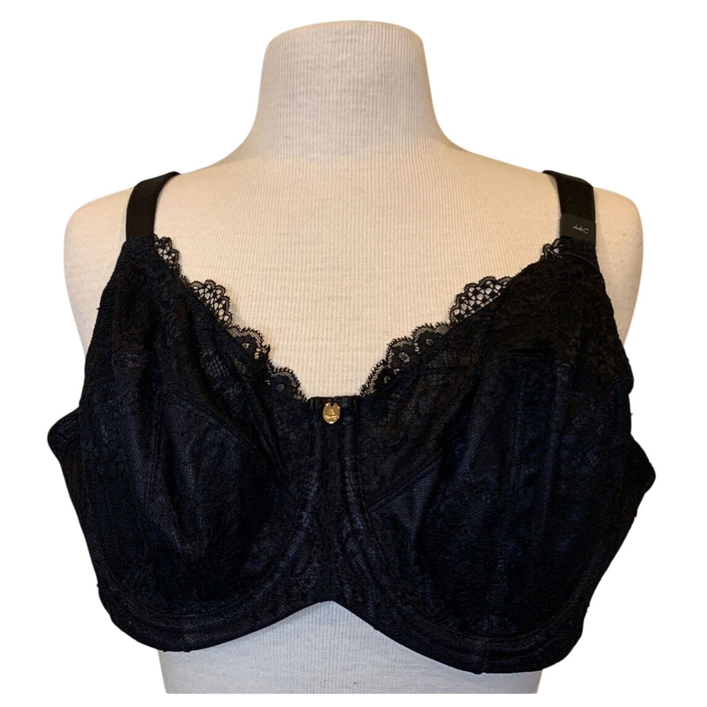Curvy Couture 44C Everyday Glamour Black Lacy Unlined UW Bra 1207 NWT