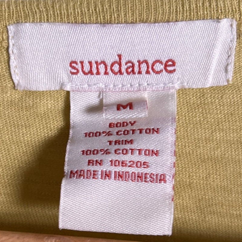 Sundance Women's Medium Top Tunic Tee Cross Hem mustard yellow Long Sleeve