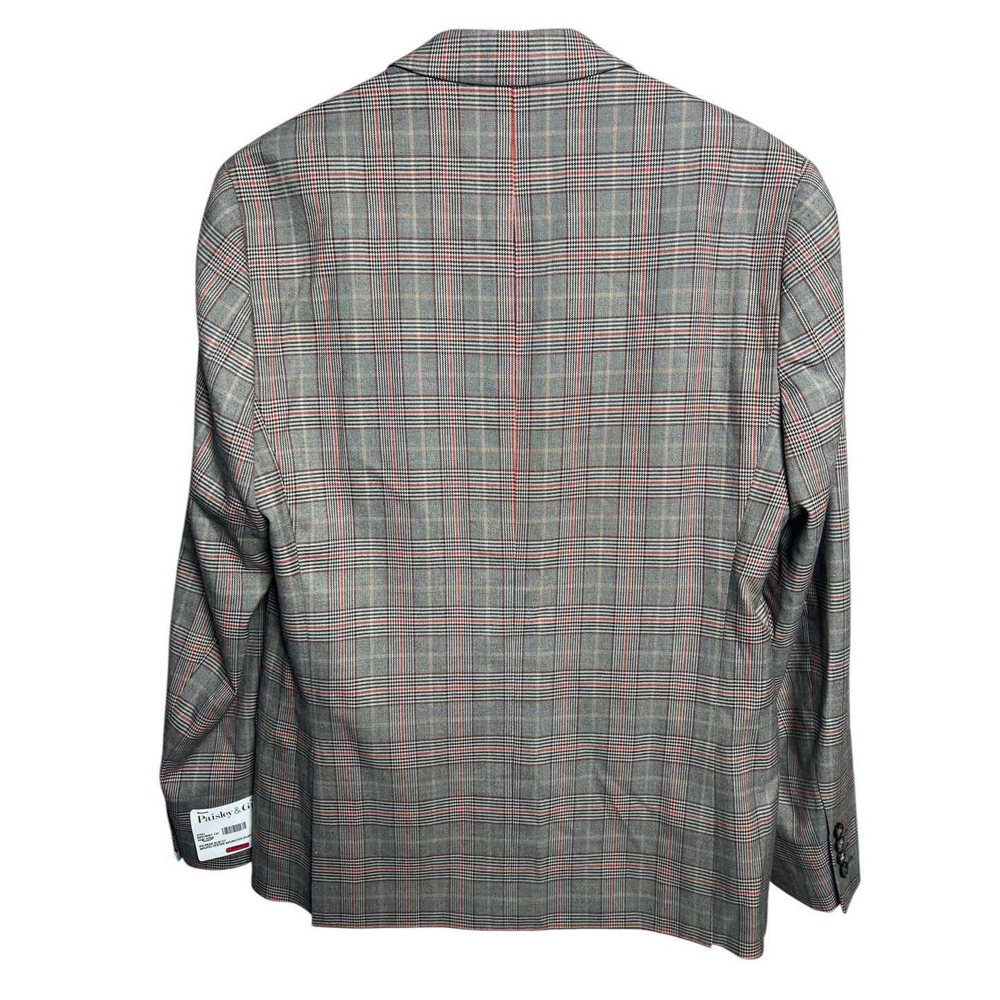 Paisley & Grey Peak Plaid Gray Striped Slim Blazer Size 42R NWT