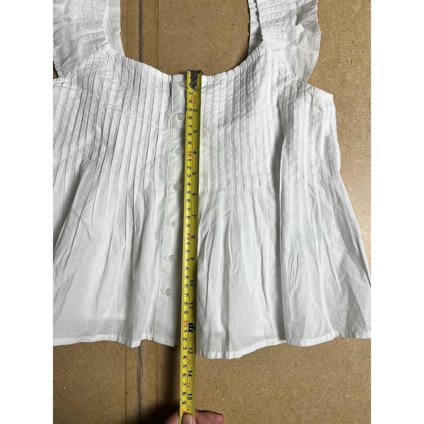 J.Crew Top Womens XS White Ruffle Strap Button Front Cropped Blouse Summer