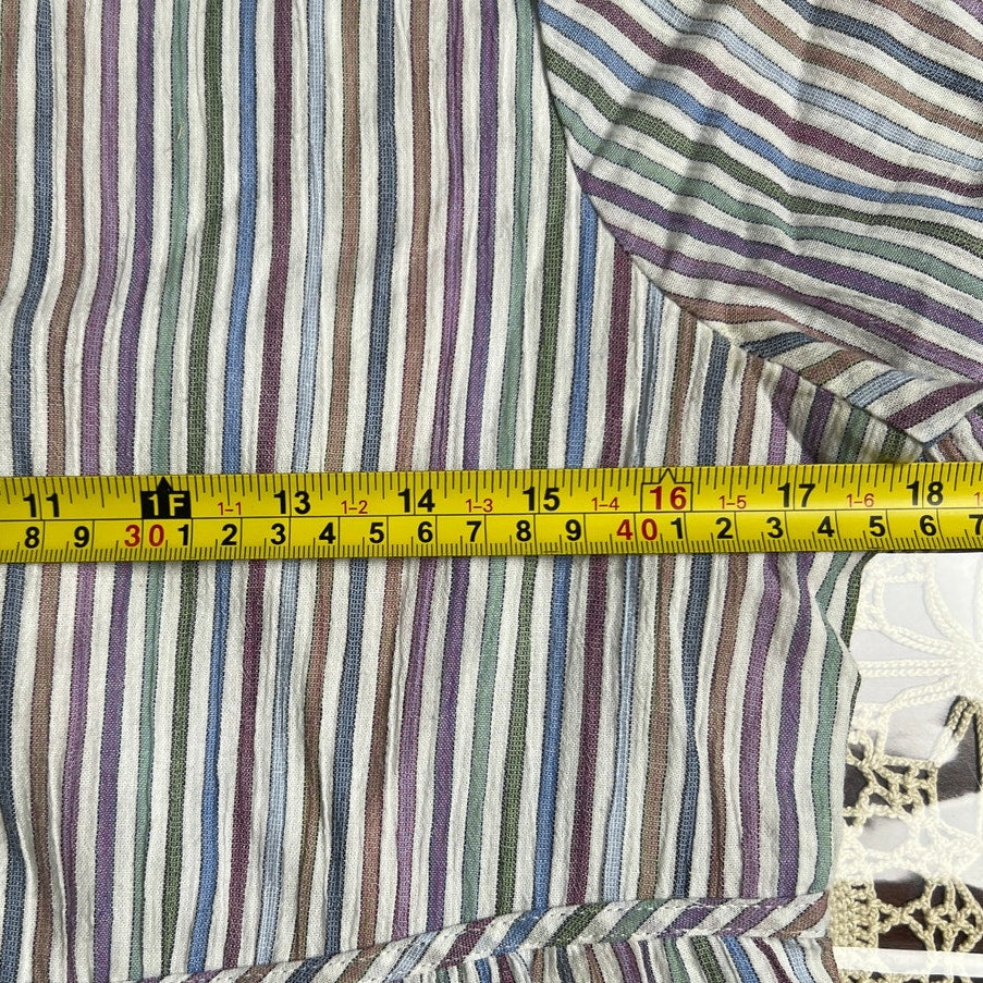 Madewell Striped Crewneck Button Front Tiered Mini Dress Multicolor Cotton Size XS