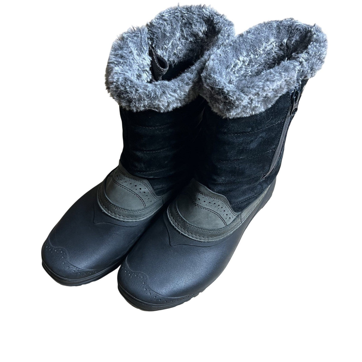 The North Face Boot Womens Size 9.5 Black Suede Faux Fur Lined Snow Zip NF0A32YH