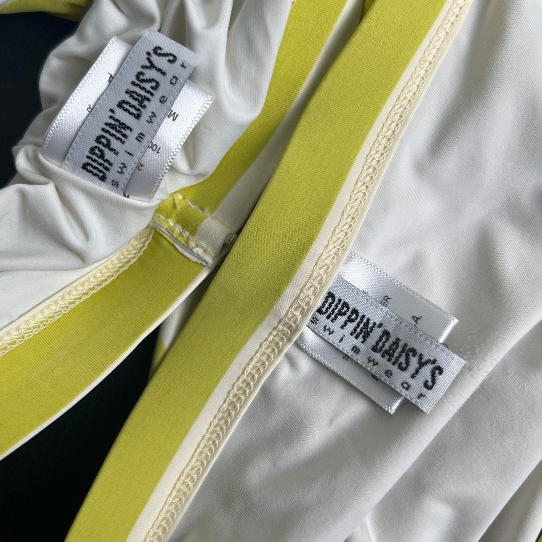 Dippin’ Daisy’s High Waisted Bikini Set Citrus Stripes Size L