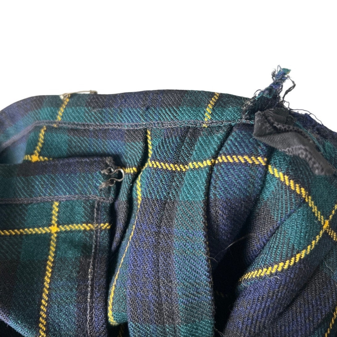 Vintage Scottish Export Mosbrook Green Plaid Ladies Tartan Kilt *Broken Clip*