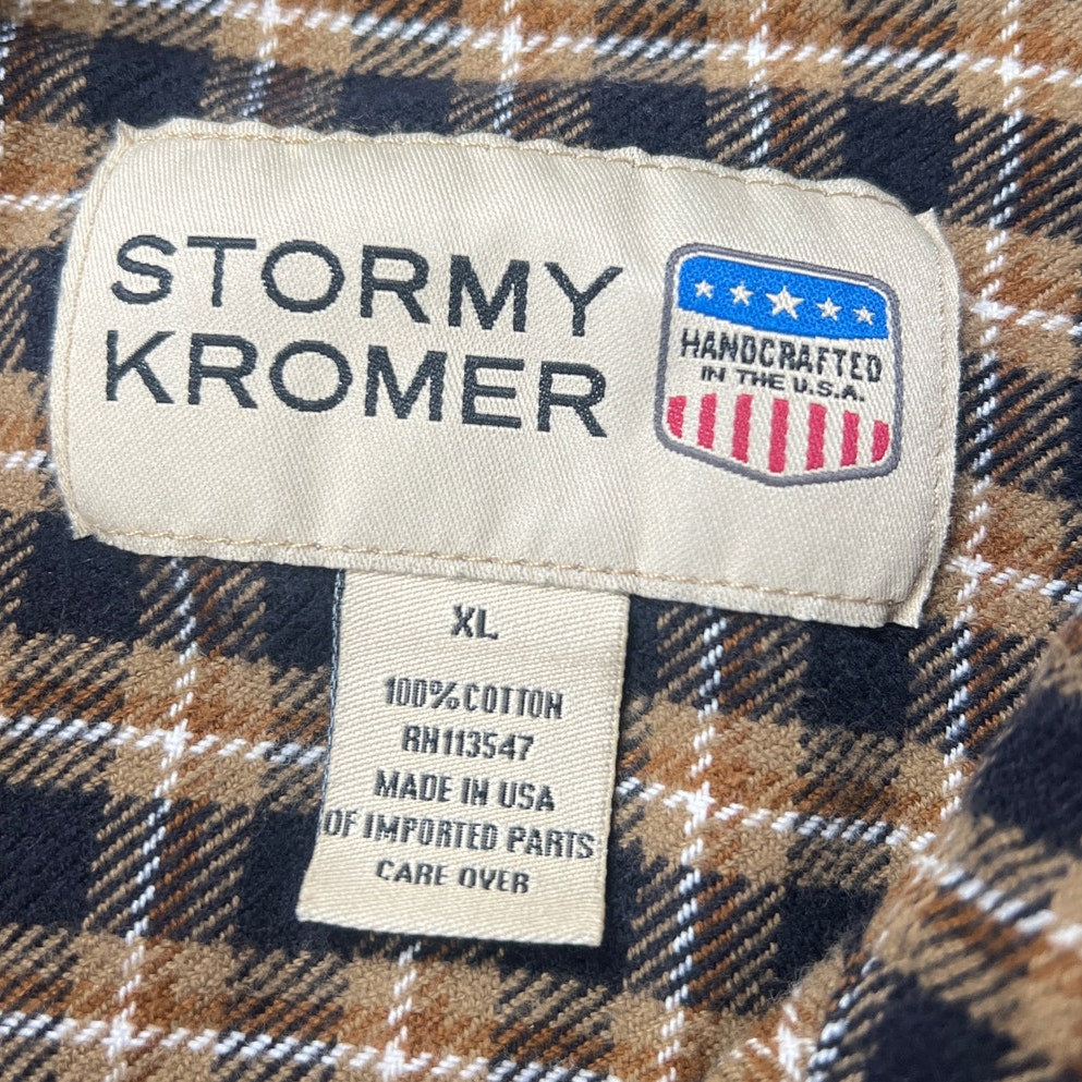 Stormy Kromer Men’s Flannel Shirt Brown/Black Plaid Button Front Size XL