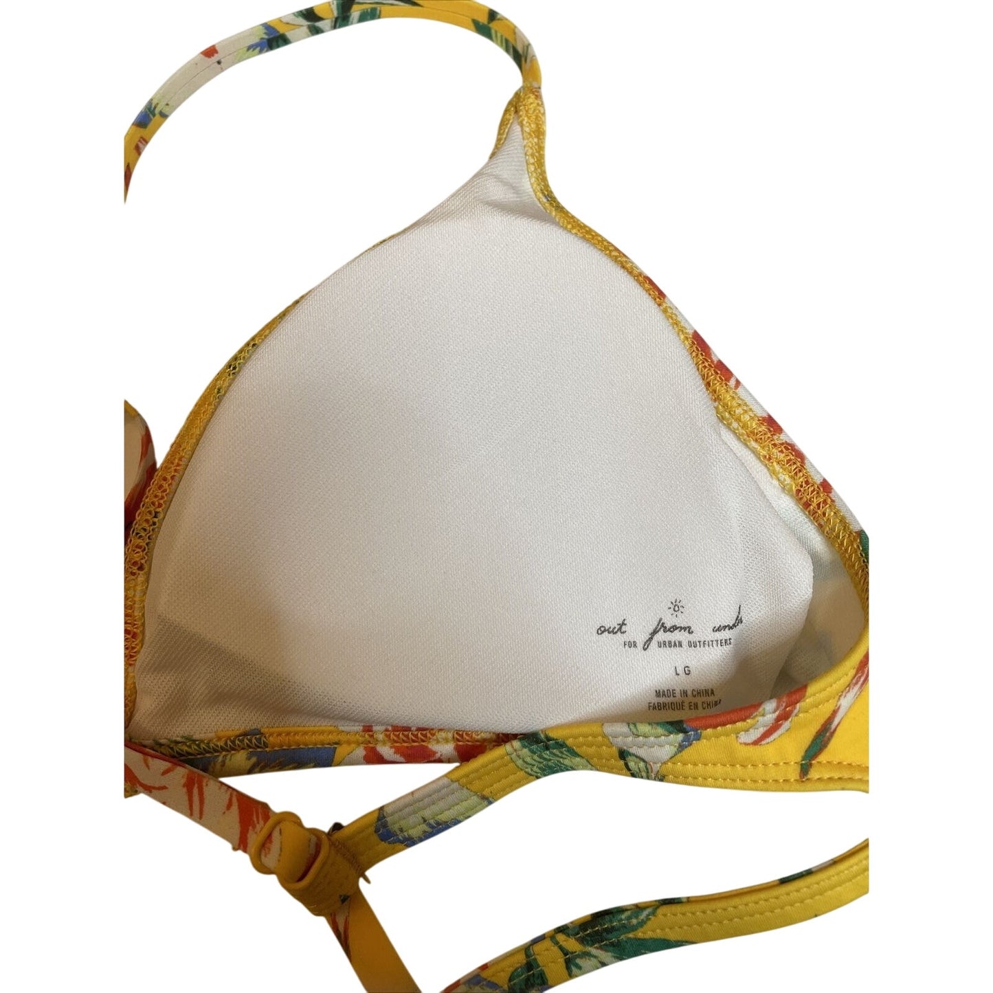 OUT FROM UNDER Women's Size L Sweetheart Yellow Floral Underwire Bikini Top NWOT