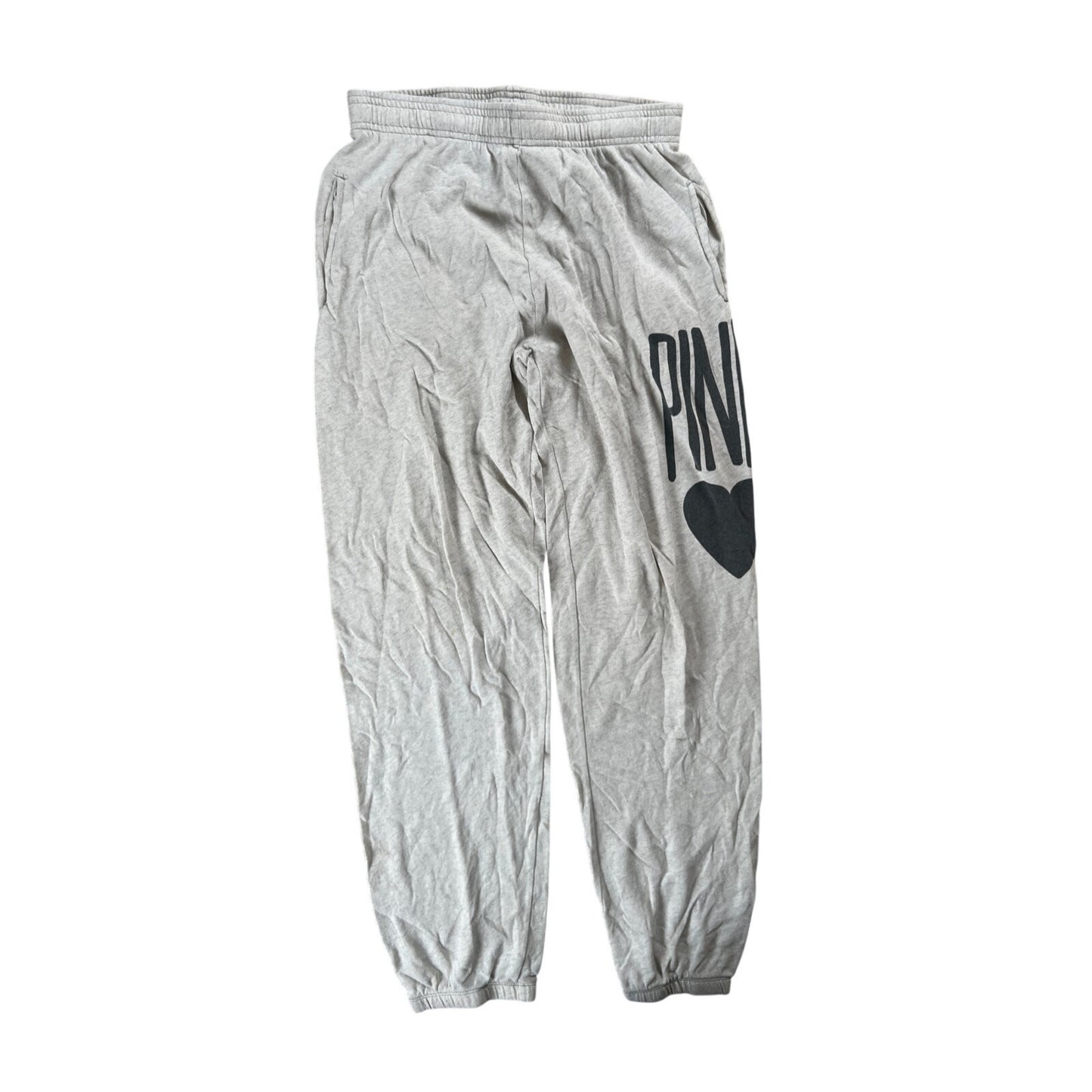 PINK Victoria's Secret Gray Joggers Sweatpants Women's S Heart Graphic Logo