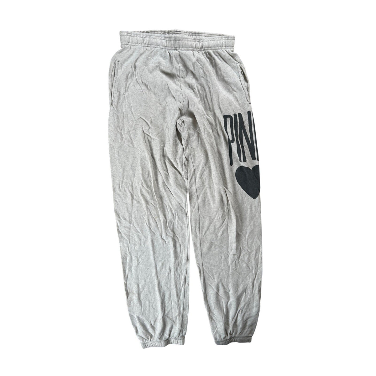 PINK Victoria's Secret Gray Joggers Sweatpants Women's S Heart Graphic Logo