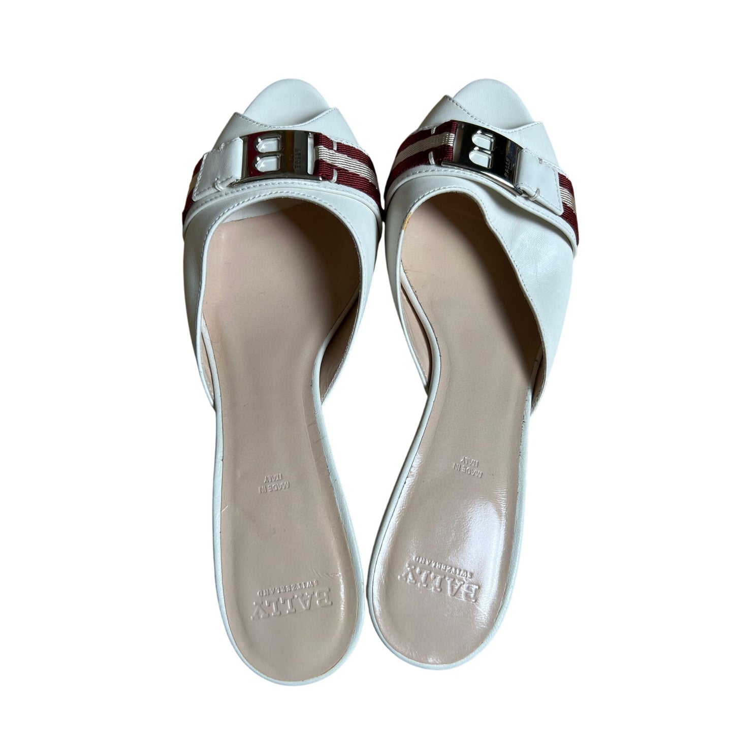 Bally Of Switzerland White Heel Sandals Women Size 7.5