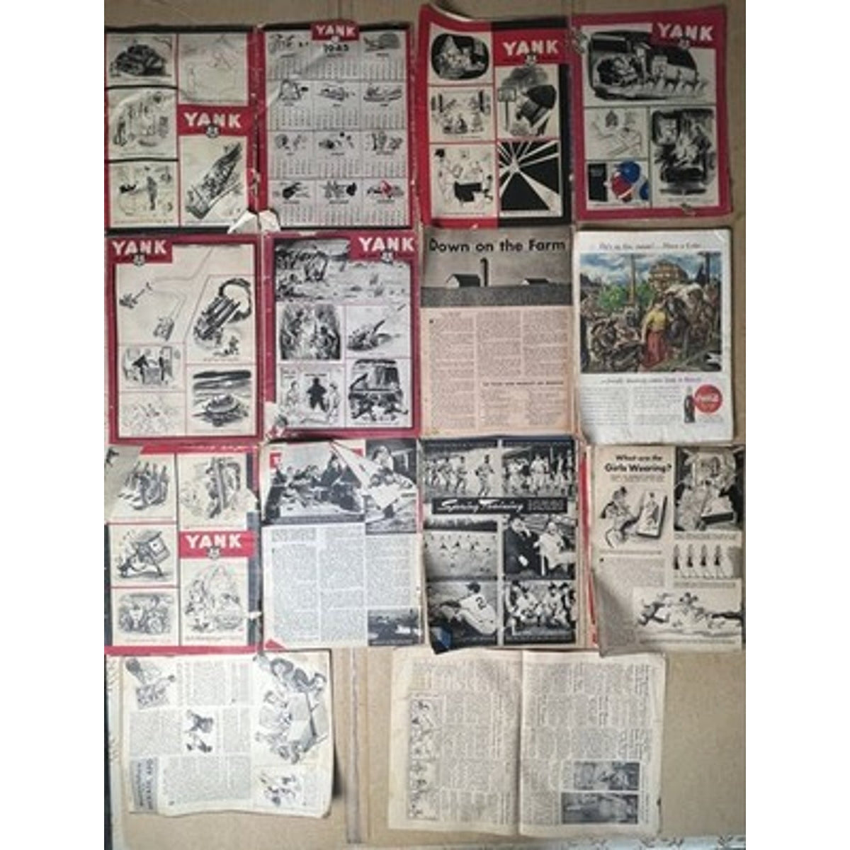YANK The Army Weekly Magazines Lot WWII Red Black White Original Made In USA