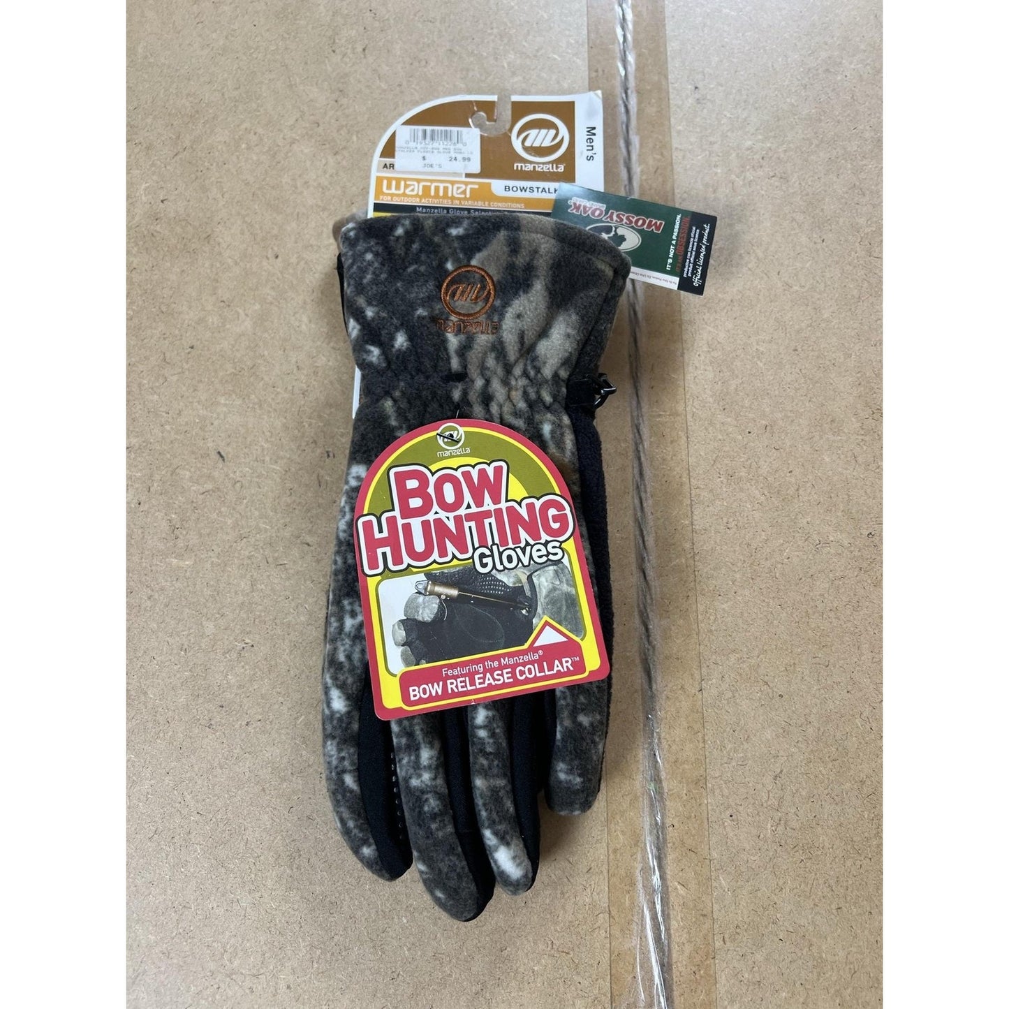 Manzella Gloves Mens L Gray Bowstalker Bow Hunting Fleece Insulated Windproof