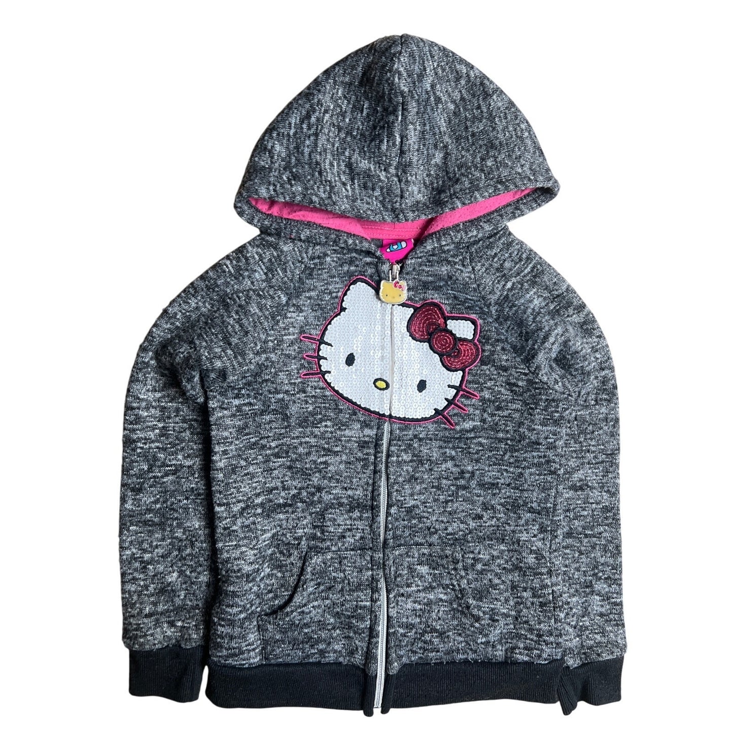 Hello Kitty Knit Sequin Zipper Front Enamel Pull Tab Jacket 2020 Size 6