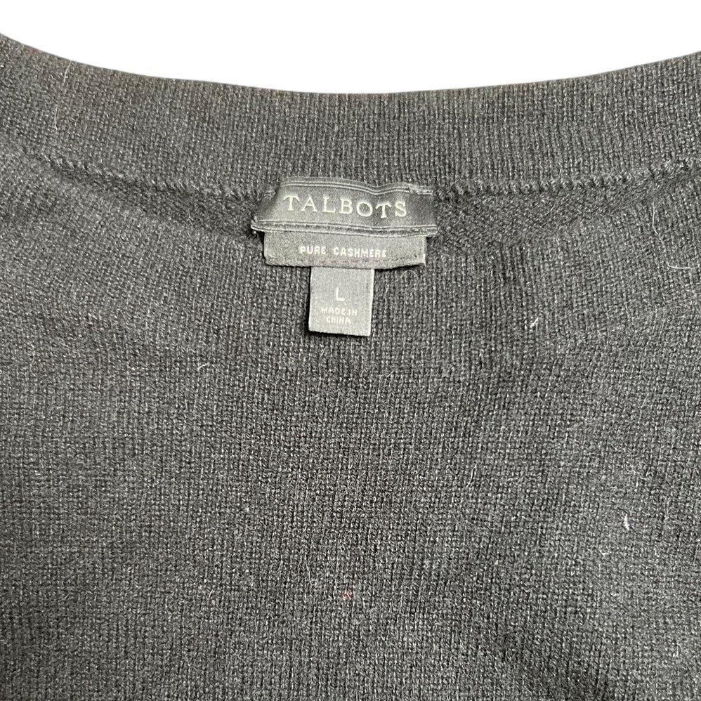 Talbots Pure 100% Cashmere Crew Neck Sweater Women's Size L Black