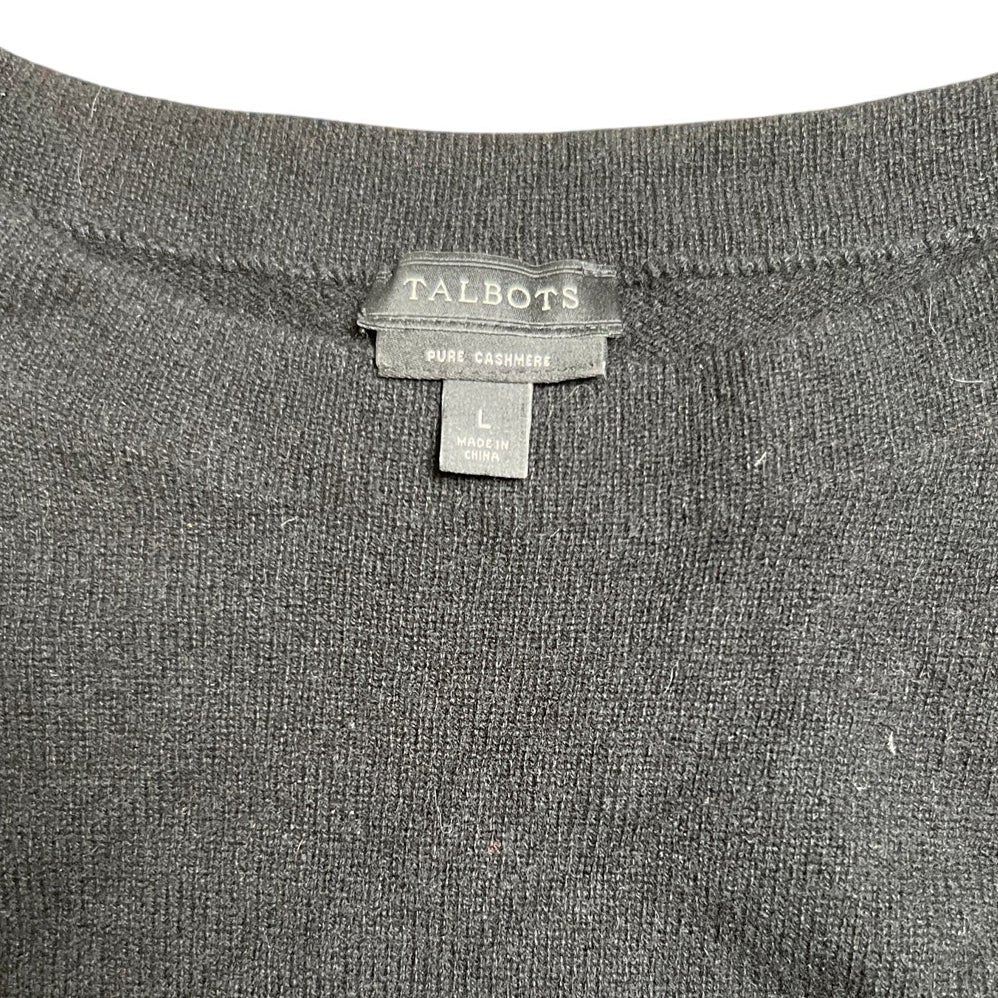 Talbots Pure 100% Cashmere Crew Neck Sweater Women's Size L Black