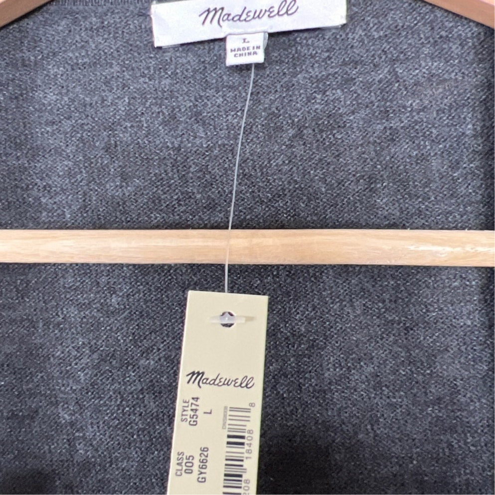 NWT Madewell Kent Cardigan Sweater In Gray Women's Size L