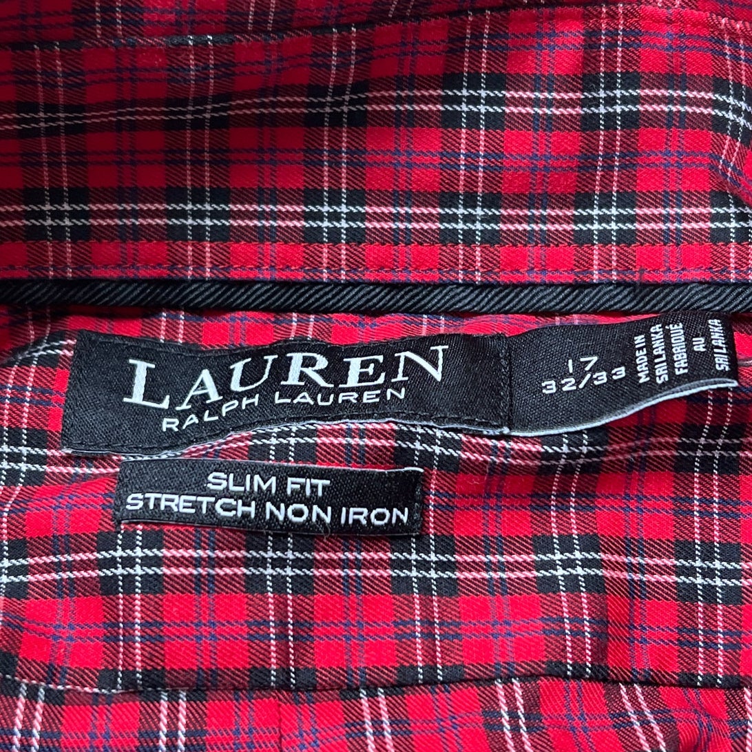 Lauren Ralph Lauren Men Size 32 Red Plaid Long Sleeve Button-Up