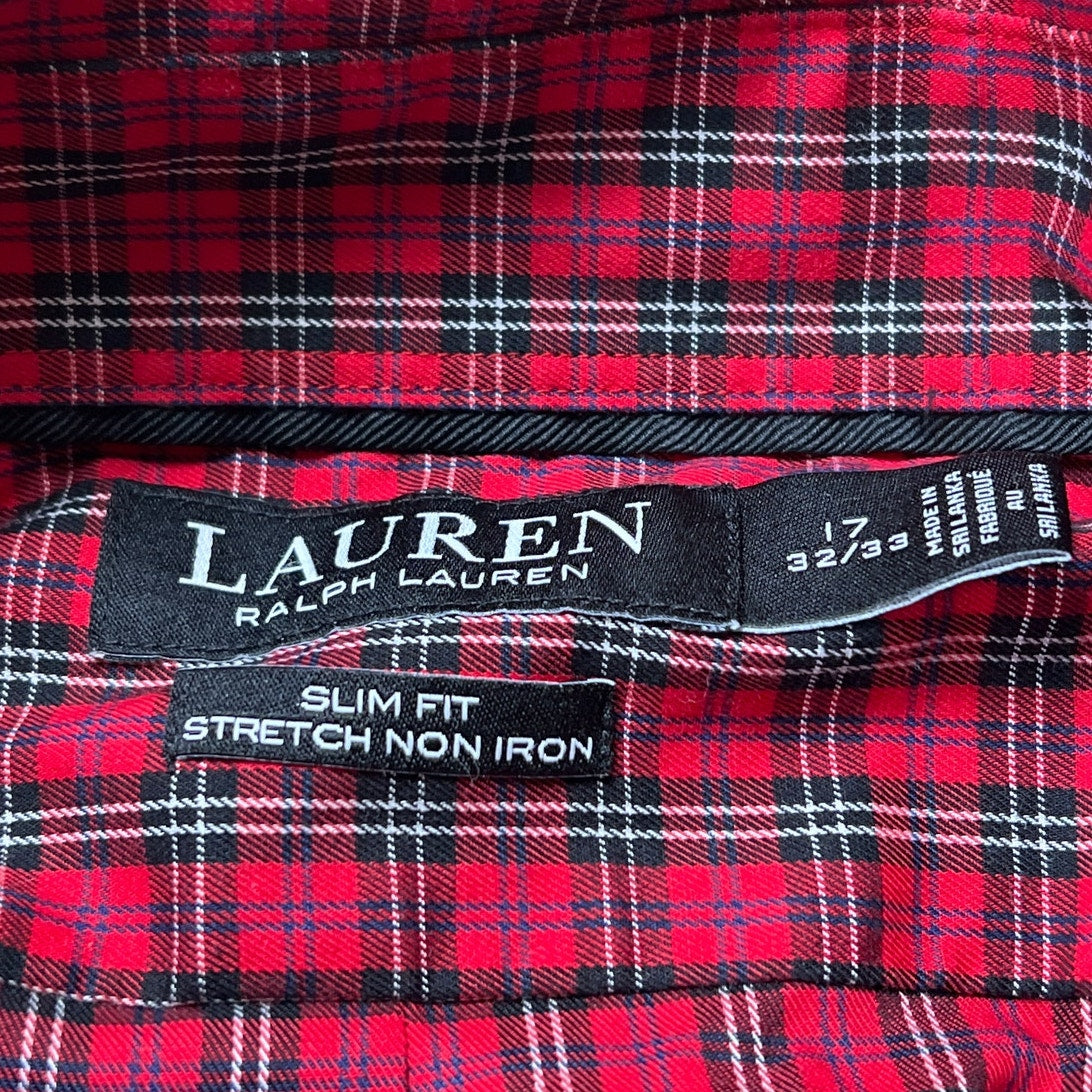 Lauren Ralph Lauren Men Size 32 Red Plaid Long Sleeve Button-Up