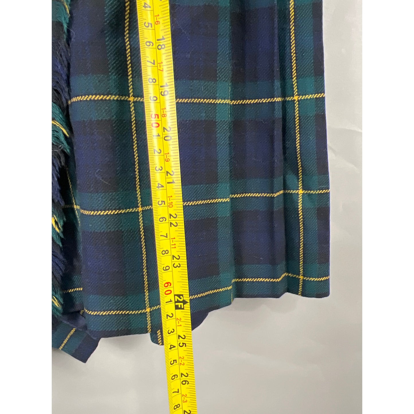 Vintage Scottish Export Mosbrook Green Plaid Ladies Tartan Kilt *Broken Clip*