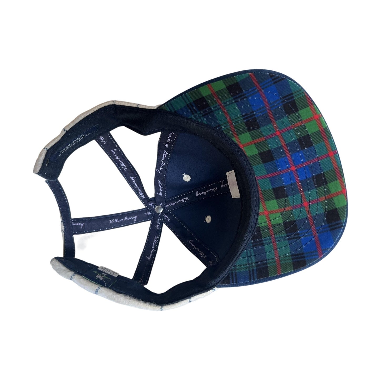 William Murray Hat Cap Strap Back Mens One Size Blue White Golf Pinstripe Plaid