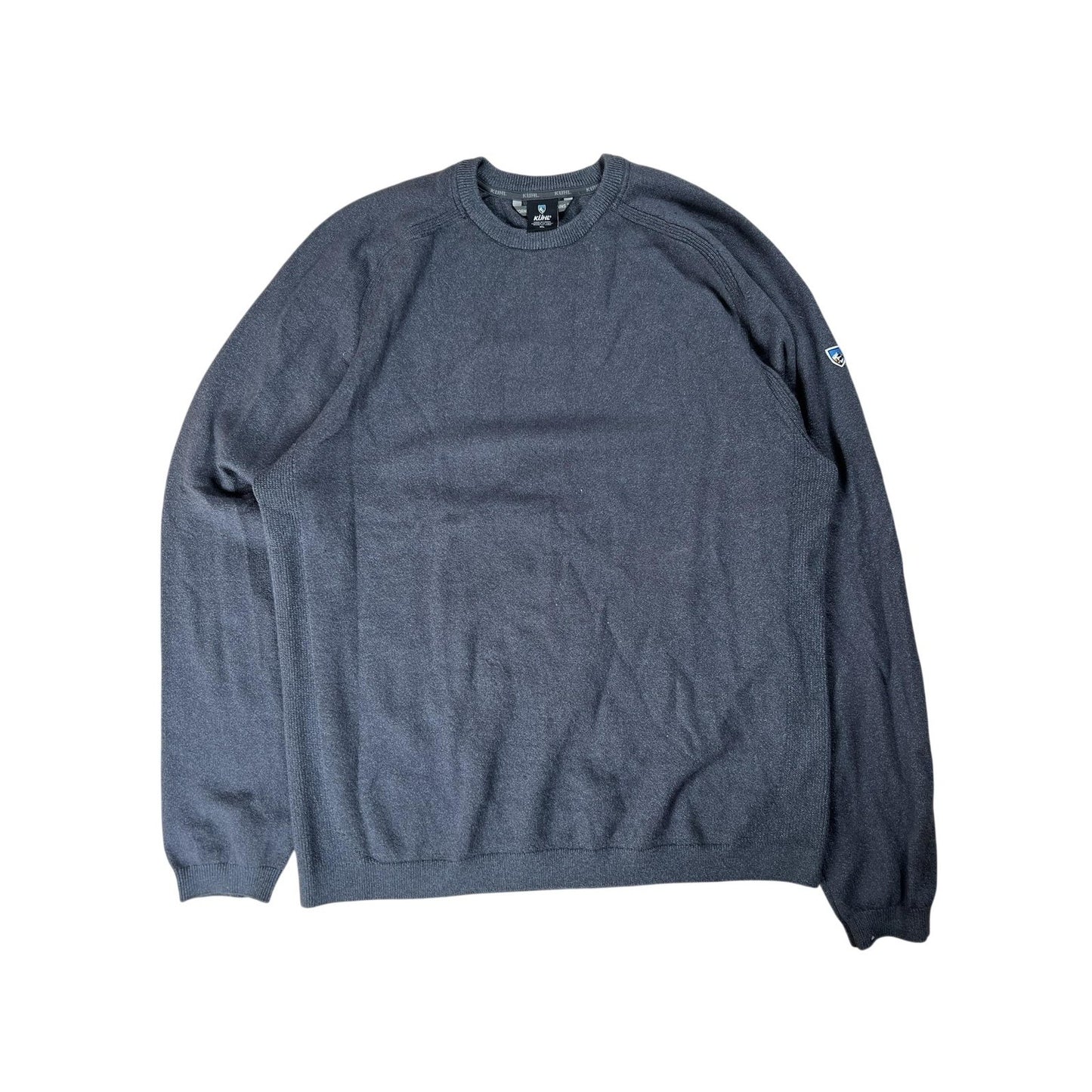 Kuhl Sweater Mens XL Gray Pullover Crew Neck Lightweight Knit Logo Casual