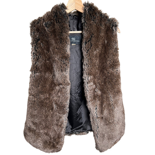 Tart Collections Women's Brown Faux Fur Sleeveless Vest Small