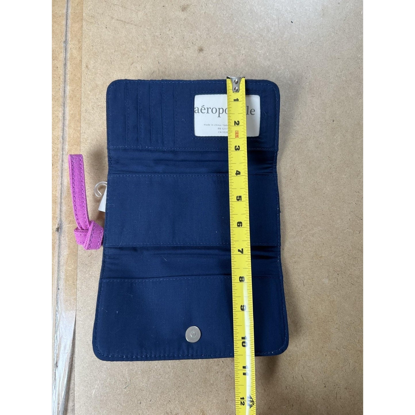 Aeropostale Clutch Womens Small Multicolor Canvas Striped Snap Closure Applique