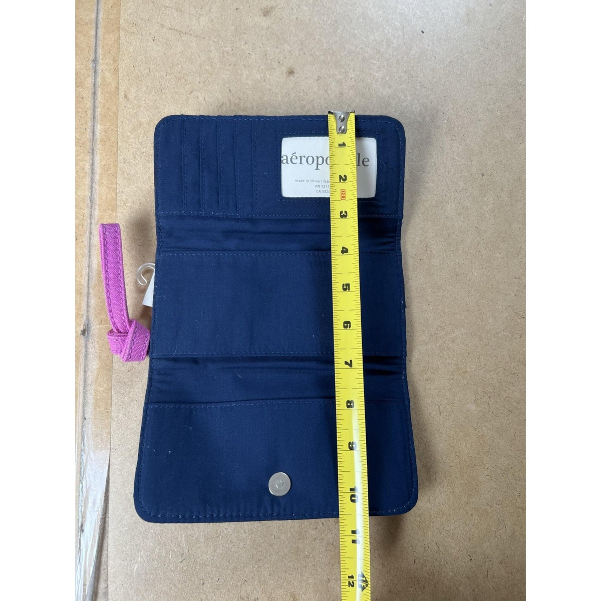 Aeropostale Clutch Womens Small Multicolor Canvas Striped Snap Closure Applique