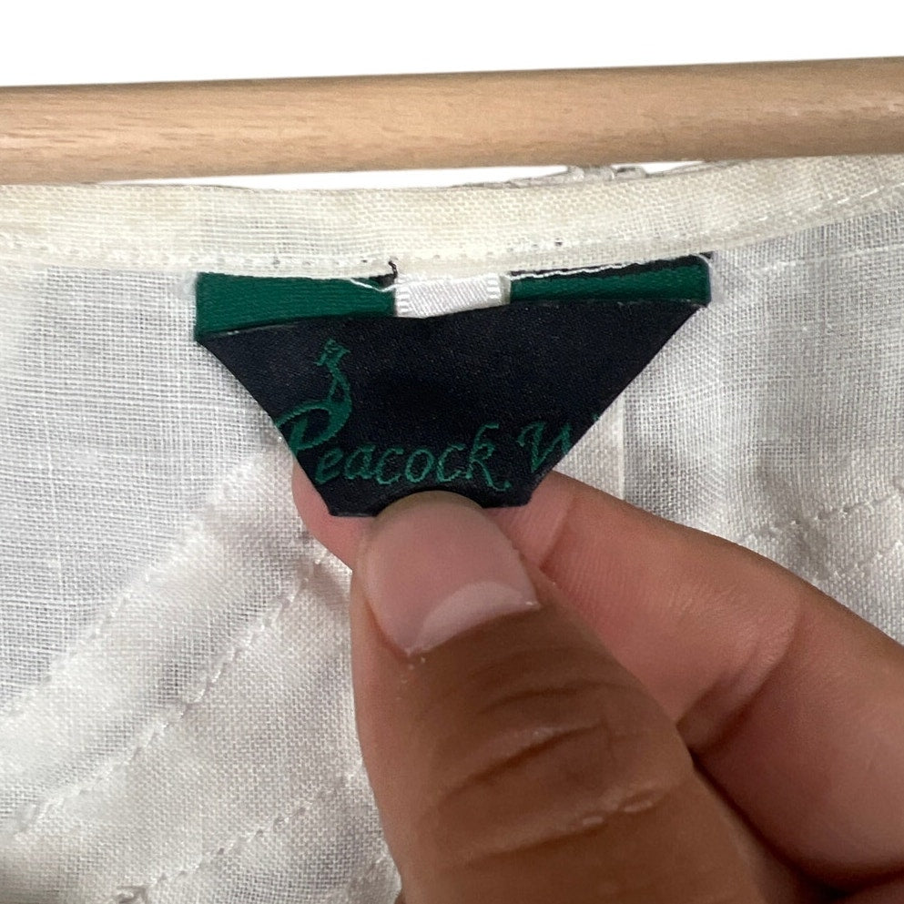 Peacock Linen Women Bohemain Top White Size Large Button Down