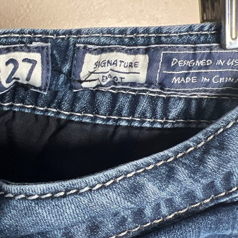 Miss Me Boot Distressed Jeans Denim Studded Size 27