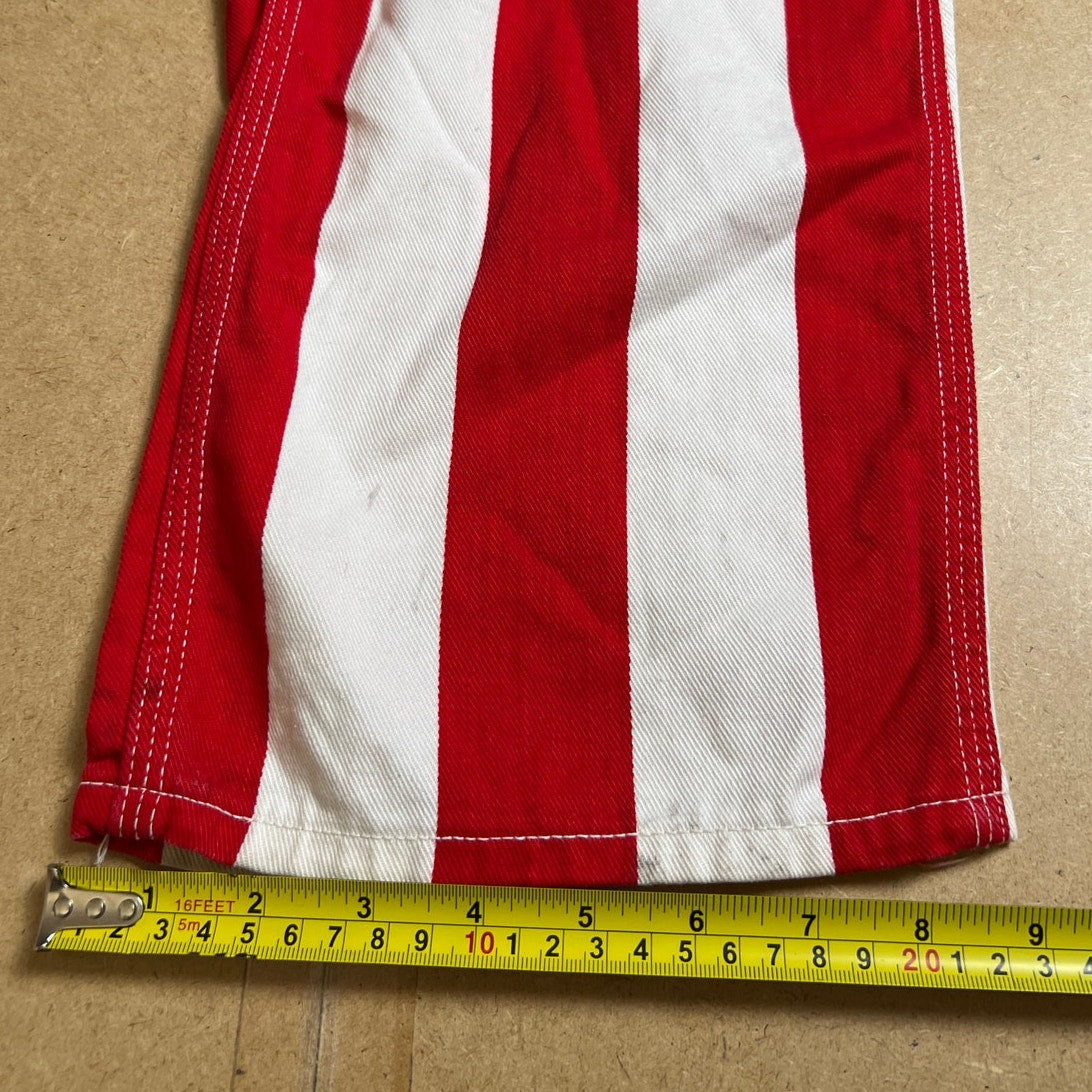 Vintage 1960’s w34 “Big Smith” Red x White Stripe Mod Denim Overalls